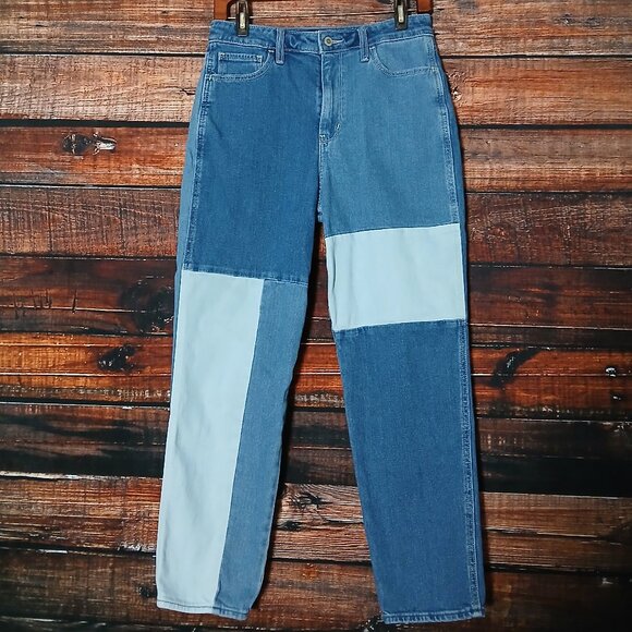 Hollister Jeans Size 28 Ultra High Rise Mom Ankle Crop Patchwork Denim - Picture 2 of 9